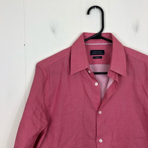 Zara Man Pink Slim Fit Button Down Sz S - Picture 2 of 8